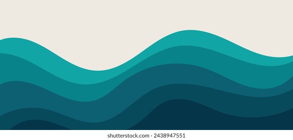 Plantilla de banner de onda de agua azul con capas vectoriales