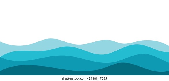 Vector layered blue water wave banner template