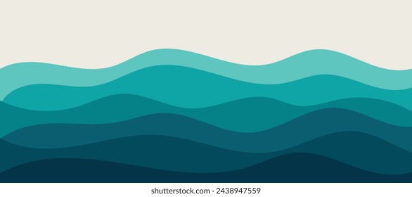 Vector layered blue water wave banner template