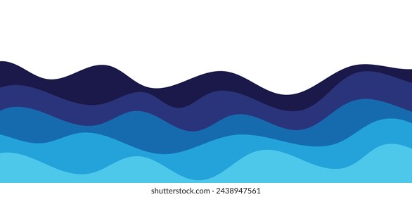 Vector layered blue water wave banner template