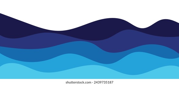 Plantilla de banner de onda de agua azul con capas vectoriales	