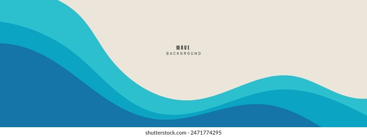 Vector layered blue water wave banner template