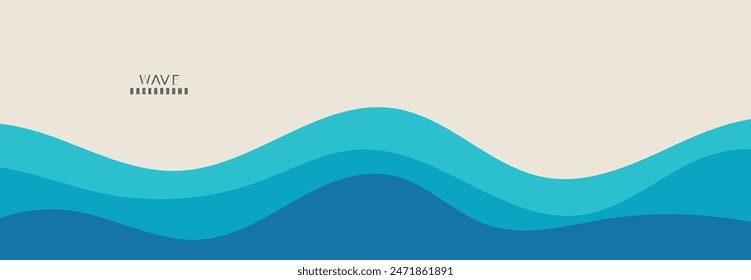 Vector layered blue water wave banner template