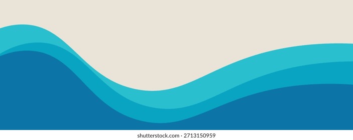 Modelo de banner de onda de água azul em camadas de vetor. eps10