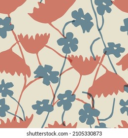 Vector layered contemporary flower illustration motif seamless repeat pattern fashion, home decor fabric print fabric