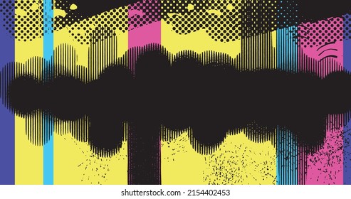 vector layered illustration of abstract 80s style colorful vivid optimistic background