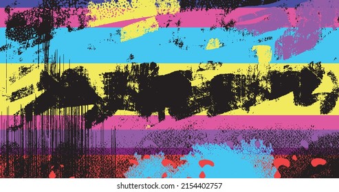 vector layered illustration of abstract 80s style colorful vivid optimistic background
