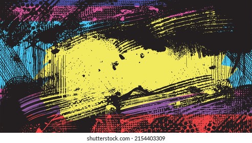 vector layered illustration of abstract 80s style colorful vivid optimistic background