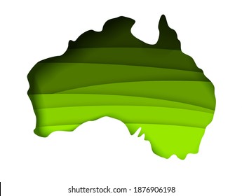 Vektorgeschichtete Papier Schnitt-Stil-Karte von Australien Kontinent. Reiseplakat, Bannervorlage. Australien Tageskarte.