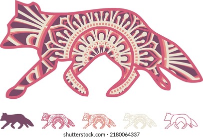 Vector layered template for laser and paper cutting, printing on a T-shirt, mug. Animal silhouette. 
