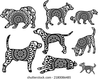  Vector layered template for laser and paper cutting, printing on a T-shirt, mug. Animal silhouette. 
