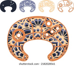 
 Vector layered template for laser and paper cutting, printing on a T-shirt, mug. 