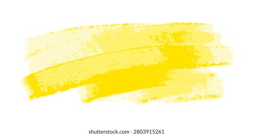 Vector layered vibrant yellow paintbrush stroke with a textured, crayon-like finish. The artistic smear for backgrounds. Abstract artistic graphic element.