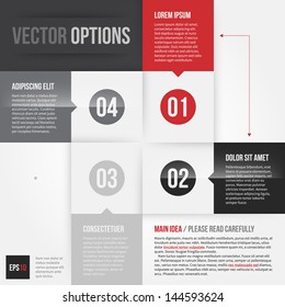 Vector layout with 4 numbered options. EPS10.