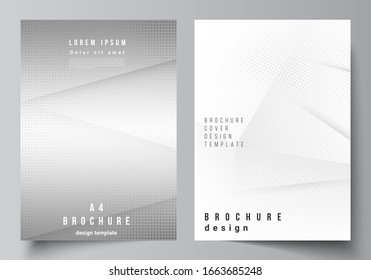 Vektorillustration-Layout der A4 Cover Mock-up Design-Vorlage für Broschüre, Flyer-Layout, Broschüre, Cover-Design, Buchdesign, Broschüre. Halftone Effekt Dekoration mit Punkten. Dekoration von gepunkteten Popkunstmustern
