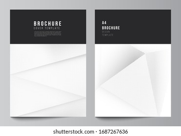Vector layout of A4 cover mockup design template for brochure, flyer layout, booklet, cover design, book design, brochure cover. Halftone effect decoration with dots. Dotted pop art pattern decoration
