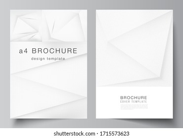 Vector layout of A4 cover mockup design template for brochure, flyer layout, booklet, cover design, book design, brochure cover. Halftone effect decoration with dots. Dotted pop art pattern decoration