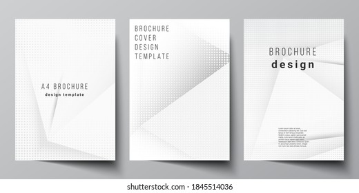 Vector layout of A4 cover mockup design template for brochure, flyer layout, booklet, cover design, book design, brochure cover. Halftone effect decoration with dots. Dotted pop art pattern decoration