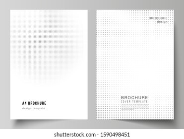 Vector layout of A4 cover mockups design templates for brochure, flyer layout, cover design, book design, brochure cover. Halftone effect decoration with dots. Dotted pattern for grunge decoration.