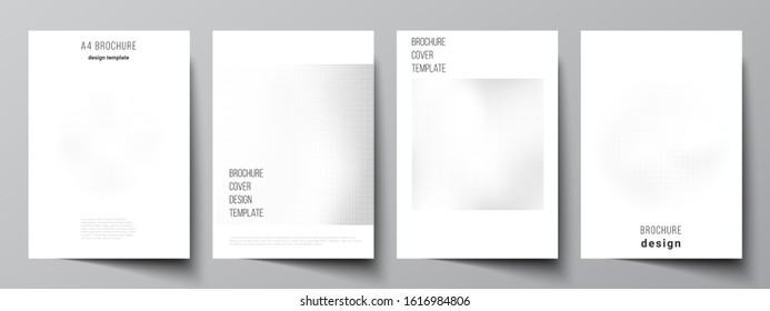 Vector layout of A4 cover mockups design templates for brochure, flyer layout, cover design, book design, brochure cover. Halftone effect decoration with dots. Dotted pattern for grunge decoration.