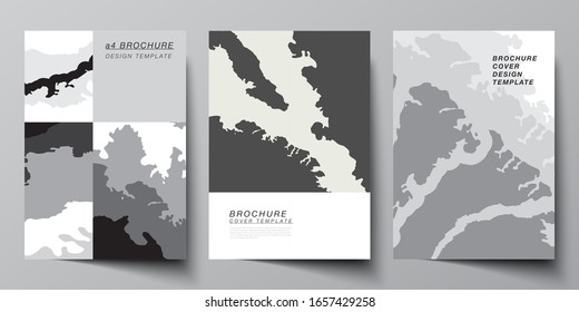 Vector layout of A4 cover mockups design template for brochure, flyer layout, booklet, cover design, book design, brochure cover. Landscape background decoration, halftone pattern grunge texture.