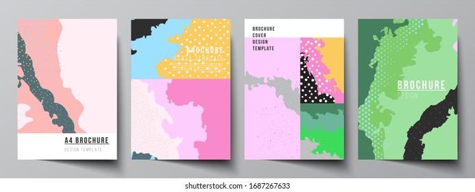 Vector layout of A4 cover mockups design templates for brochure, flyer layout, cover design, book design, brochure cover. Japanese pattern template. Landscape background decoration in Asian style.