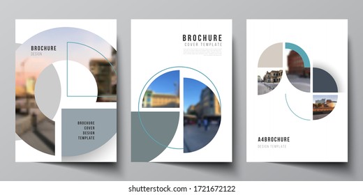 Vector layout of A4 cover mockups design templates for brochure, flyer layout, booklet, cover design, book, brochure cover. Background with circle round banners. Corporate business concept template.