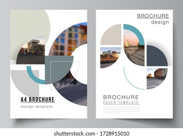 Vector layout of A4 cover mockups design templates for brochure, flyer layout, booklet, cover design, book, brochure cover. Background with circle round banners. Corporate business concept template