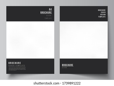 Vector layout of A4 cover mockups design templates for brochure, flyer layout, cover design, book design, brochure cover. Halftone effect decoration with dots. Dotted pattern for grunge decoration.