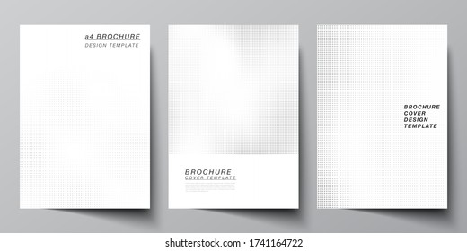Vector layout of A4 cover mockups design templates for brochure, flyer layout, cover design, book design, brochure cover. Halftone effect decoration with dots. Dotted pattern for grunge decoration.