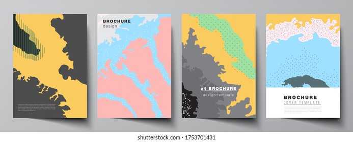 Vector layout of A4 cover mockups design templates for brochure, flyer layout, cover design, book design, brochure cover. Japanese pattern template. Landscape background decoration in Asian style.