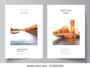 Vector layout of A4 cover mockups design templates for brochure, flyer, booklet, cover design, book design, brochure cover. Abstract halftone effect decoration with dots. Dotted pattern decoration.