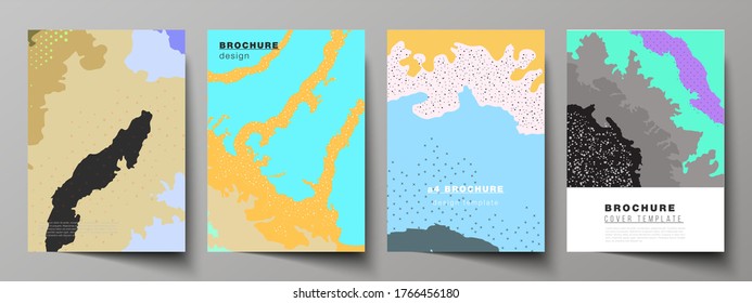 Vector layout of A4 cover mockups design templates for brochure, flyer layout, cover design, book design, brochure cover. Japanese pattern template. Landscape background decoration in Asian style.