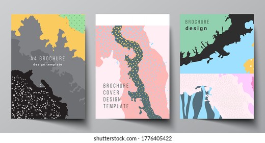Vector layout of A4 cover mockups design templates for brochure, flyer layout, cover design, book design, brochure cover. Japanese pattern template. Landscape background decoration in Asian style