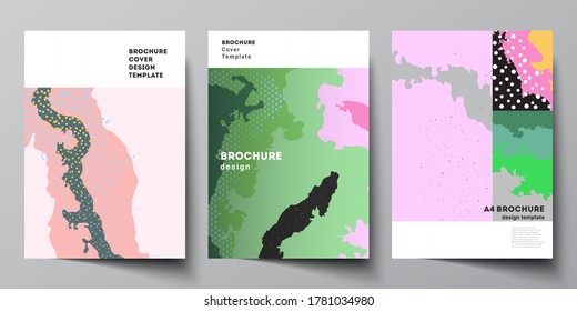 Vector layout of A4 cover mockups design templates for brochure, flyer layout, cover design, book design, brochure cover. Japanese pattern template. Landscape background decoration in Asian style.