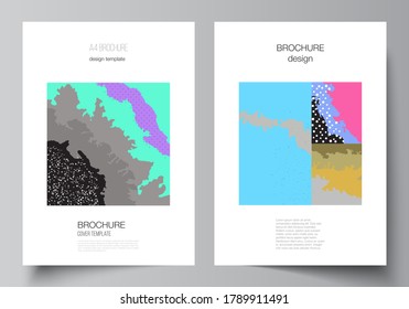 Vector layout of A4 cover mockups design templates for brochure, flyer layout, cover design, book design, brochure cover. Japanese pattern template. Landscape background decoration in Asian style.
