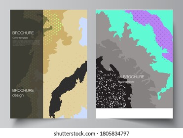 Vector layout of A4 cover mockups design templates for brochure, flyer layout, cover design, book design, brochure cover. Japanese pattern template. Landscape background decoration in Asian style.