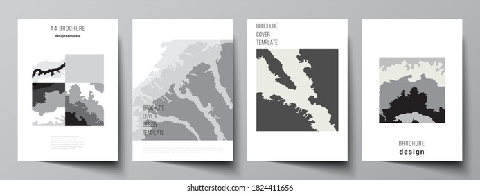 Vector layout of A4 cover mockups design template for brochure, flyer layout, booklet, cover design, book design, brochure cover. Landscape background decoration, halftone pattern grunge texture.