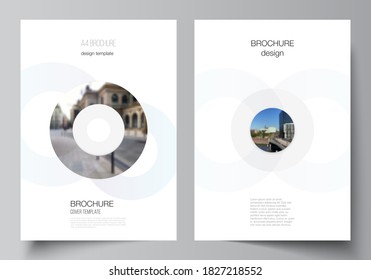 Vector layout of A4 cover mockups templates for brochure, flyer layout, booklet, cover design, book design, brochure cover. Background template with rounds, circles for IT, technology. Minimal style.