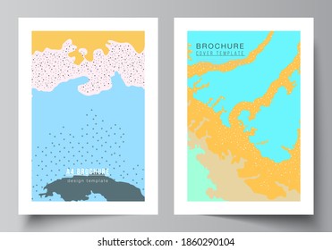 Vector layout of A4 cover mockups design templates for brochure, flyer layout, cover design, book design, brochure cover. Japanese pattern template. Landscape background decoration in Asian style.