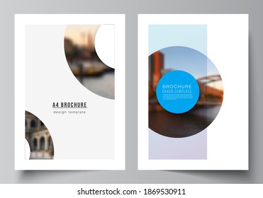 Vector layout of A4 cover mockups templates for brochure, flyer layout, booklet, cover design, book design, brochure cover. Background template with rounds, circles for IT, technology. Minimal style.