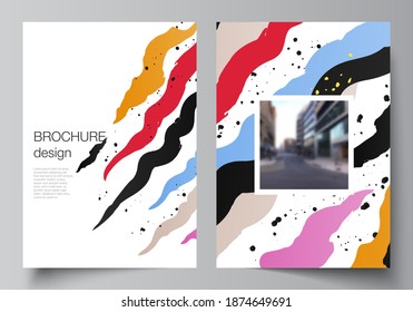 Vector layout of A4 cover mockups design templates for brochure, flyer layout, booklet, cover design, book design, brochure cover, creative agency, corporate, business, portfolio, pitch deck, startup.