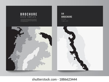 Vector layout of A4 cover mockups design template for brochure, flyer layout, booklet, cover design, book design, brochure cover. Landscape background decoration, halftone pattern grunge texture.