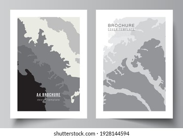 Vector layout of A4 cover mockups design template for brochure, flyer layout, booklet, cover design, book design, brochure cover. Landscape background decoration, halftone pattern grunge texture.