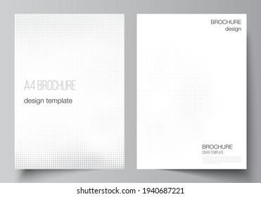 Vector layout of A4 cover mockups design templates for brochure, flyer layout, cover design, book design, brochure cover. Halftone effect decoration with dots. Dotted pattern for grunge decoration.