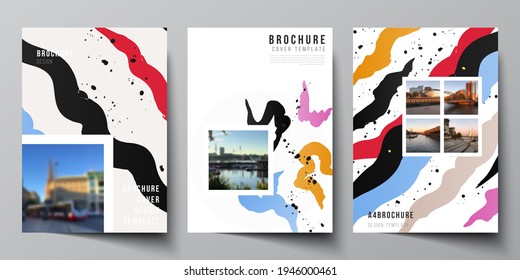 Vector layout of A4 cover mockups design templates for brochure, flyer layout, booklet, cover design, book design, brochure cover, creative agency, corporate, business, portfolio, pitch deck, startup.