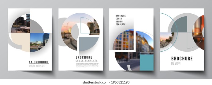 Vector layout of A4 cover mockups design templates for brochure, flyer layout, booklet, cover design, book, brochure cover. Background with circle round banners. Corporate business concept template.
