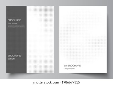 Vector layout of A4 cover mockups design templates for brochure, flyer layout, cover design, book design, brochure cover. Halftone effect decoration with dots. Dotted pattern for grunge decoration.