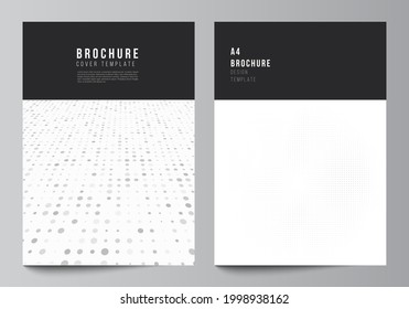 Vector layout of A4 cover mockups design templates for brochure, flyer layout, cover design, book design, brochure cover. Halftone effect decoration with dots. Dotted pattern for grunge decoration.