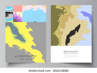 Vector layout of A4 cover mockups design templates for brochure, flyer layout, cover design, book design, brochure cover. Japanese pattern template. Landscape background decoration in Asian style.